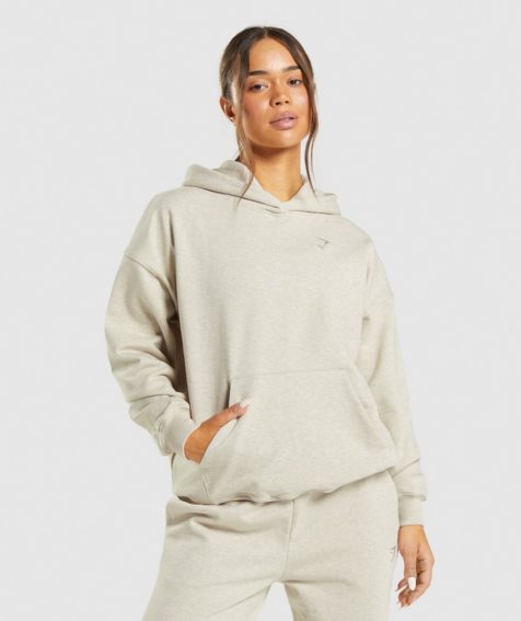 Women's Gymshark Rest Day Sweats Hoodie Beige | CA 7386D1